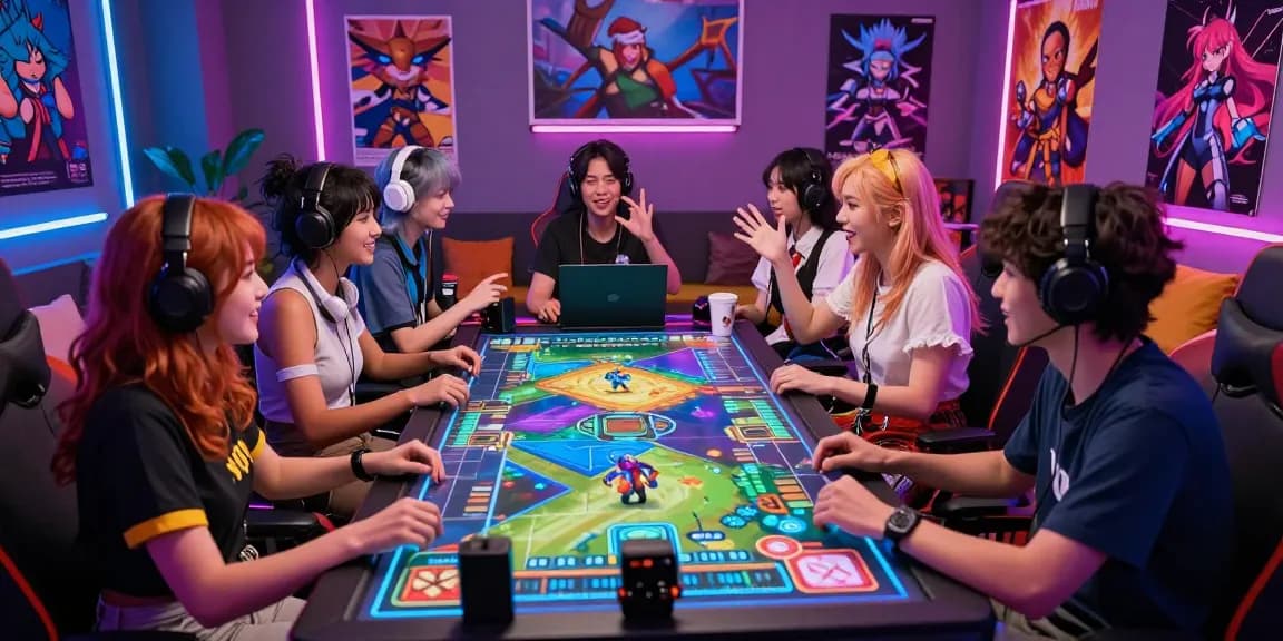 Exciting scene of characters from NSFW games enjoying a vibrant gaming experience at a virtual table.