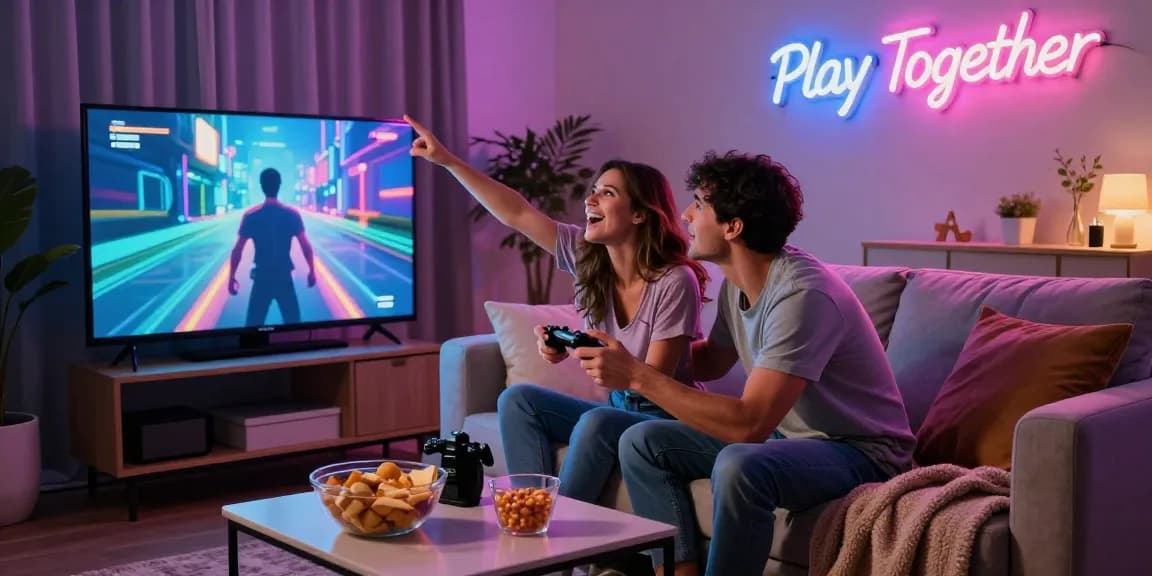 Couple playing sex games together in a cozy, intimate setting.