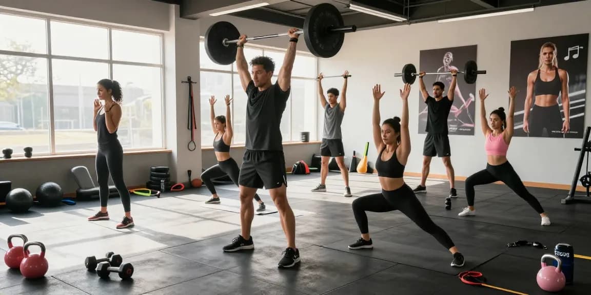 Active gym scene featuring athletes engaging in workouts, highlighting products available at Deus Medical Shop.