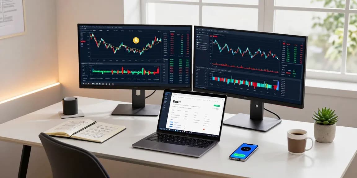 Cricbet99 live trading setup featuring cryptocurrency market data and digital wallet interfaces in a professional workspace.
