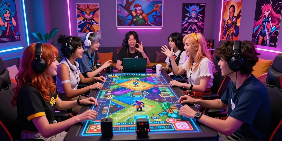 Exciting scene of characters from NSFW games enjoying a vibrant gaming experience at a virtual table.