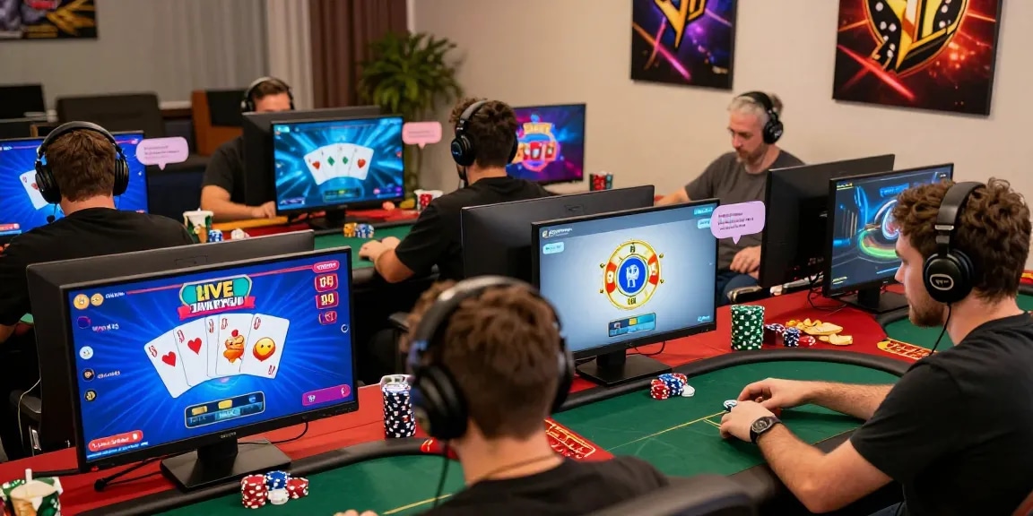 Dewapoker Live Jackpot vibrant online poker gaming scene with diverse players competing in a thrilling tournament.