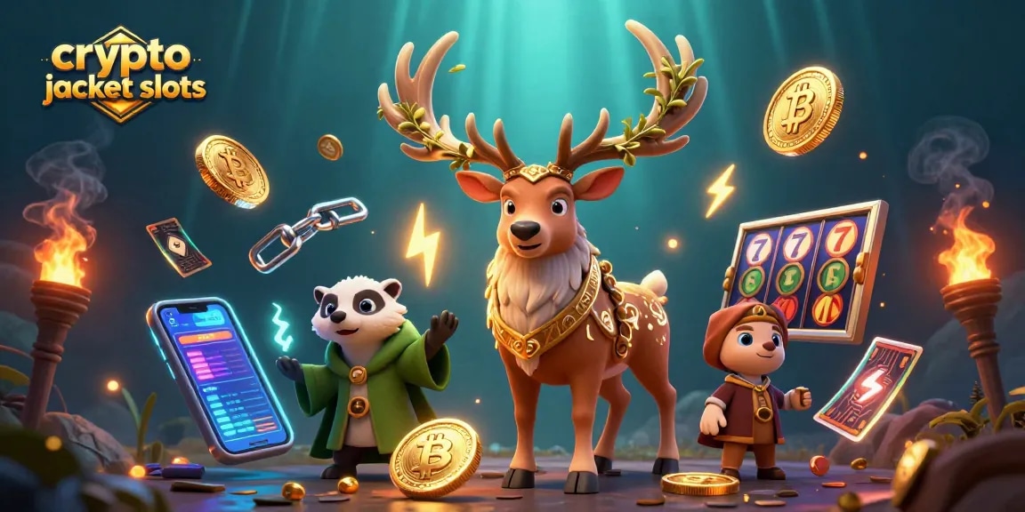 Spin and win with crypto jackpot slots featuring 3D characters and vibrant gaming symbols.