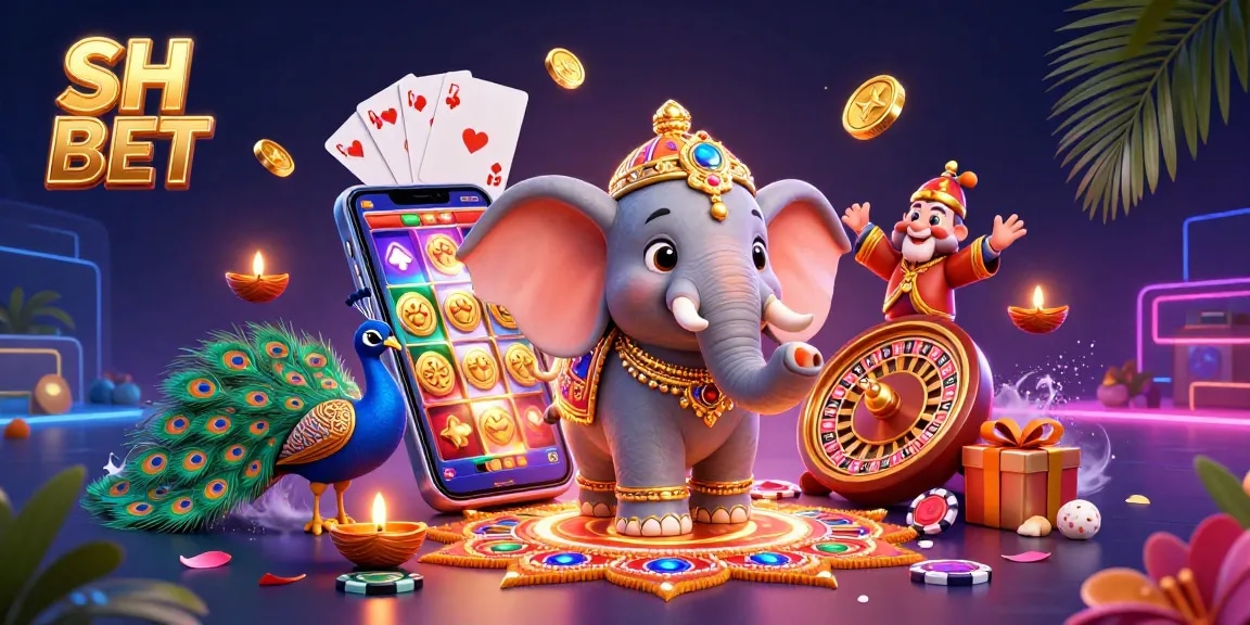Win big with SH BET in this captivating casino-themed 3D illustration showcasing vibrant gaming elements.
