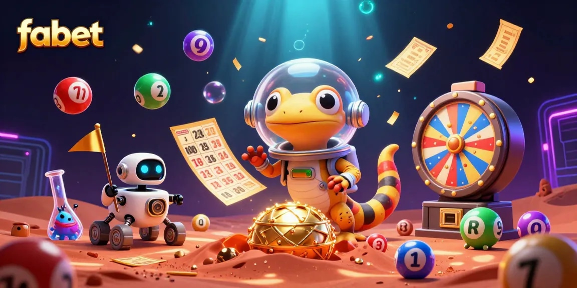 Experience vibrant casino excitement with fabet's alien adventure in a colorful 3D scene.