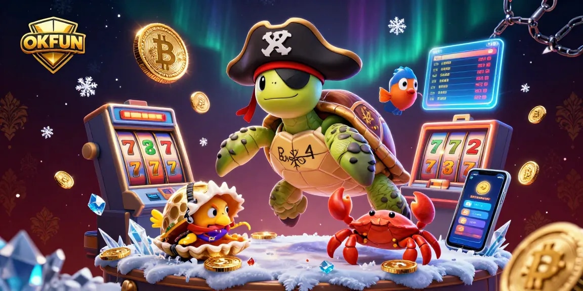 Engage with OKFUN's thrilling gaming experience featuring a vibrant slot scene with characters and treasures.