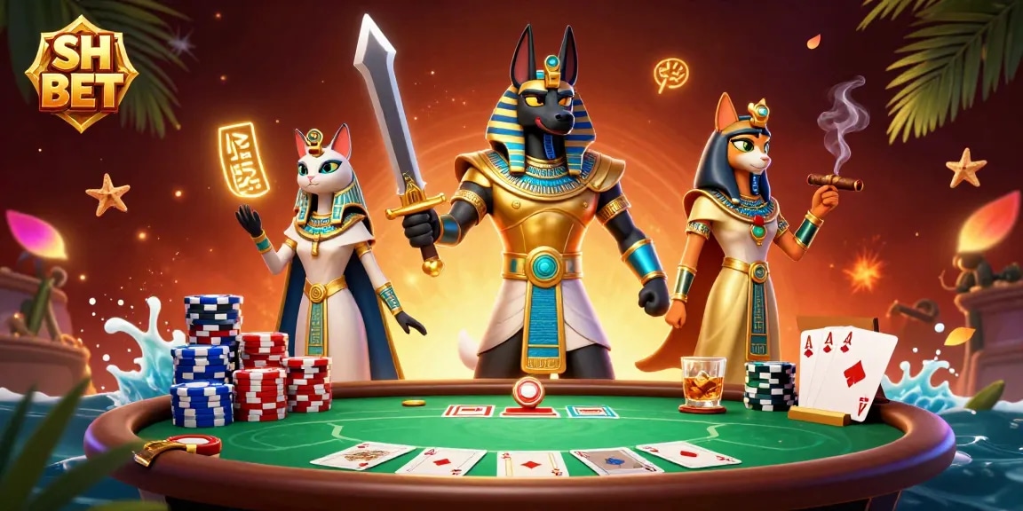 Experience exciting gameplay at SH BET with vibrant poker elements and dynamic characters in a rich casino scene.