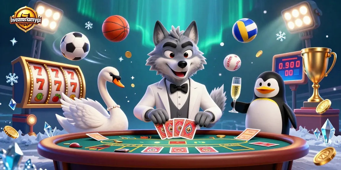 Engage with liveamericanyogi at a vibrant casino scene featuring dynamic characters enjoying various games.