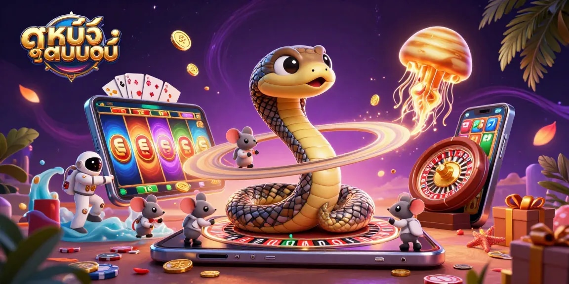 Experience ดูหนังออนไลน์ through interactive gaming elements set in a cosmic casino scene.