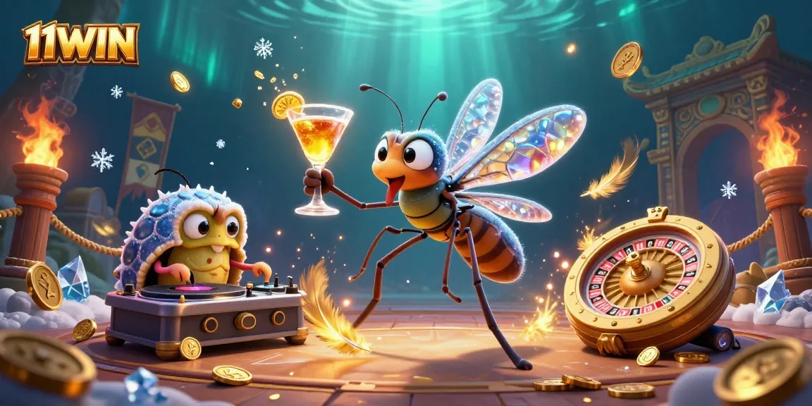 Engage with 11WIN's vibrant casino mascot scene featuring thrilling gaming elements.