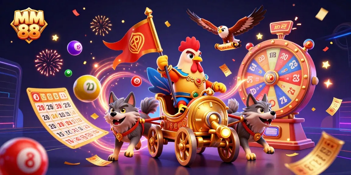 Experience thrilling action at MM 88 with colorful lottery elements and a dynamic casino theme.
