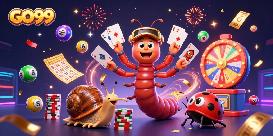 Experience GO99's vibrant casino atmosphere with lively characters and engaging game elements.