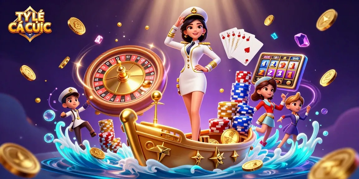 Cascading golden coins and a dynamic Asian naval officer in TỶ LỆ CÁ CƯỢC game scene.