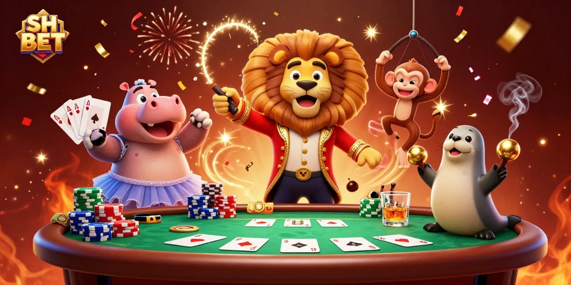 Experience excitement with SH BET's vibrant casino scene featuring 3D characters and dynamic gaming elements.