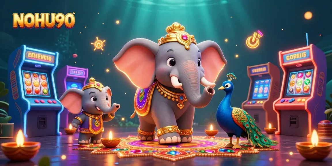 Win big with NOHU90 as you spin colorful slot reels surrounded by festive decorations.