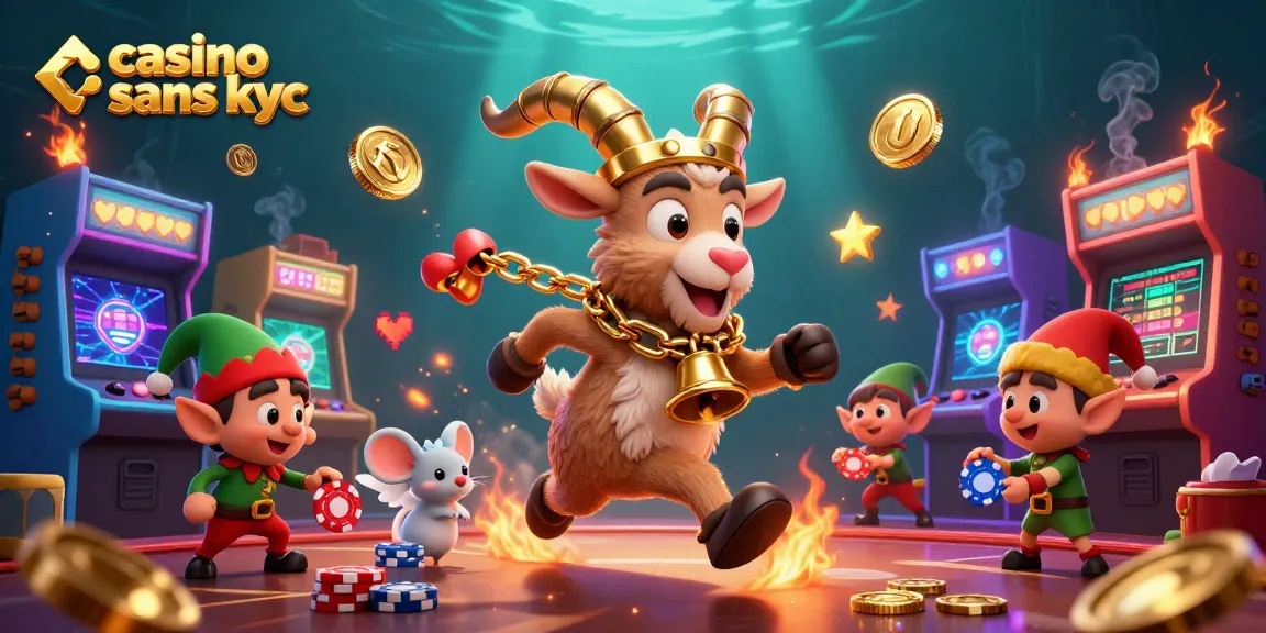 Jouez à vos jeux préférés dans un casino sans KYC avec des personnages amusants dans une scène dynamique.