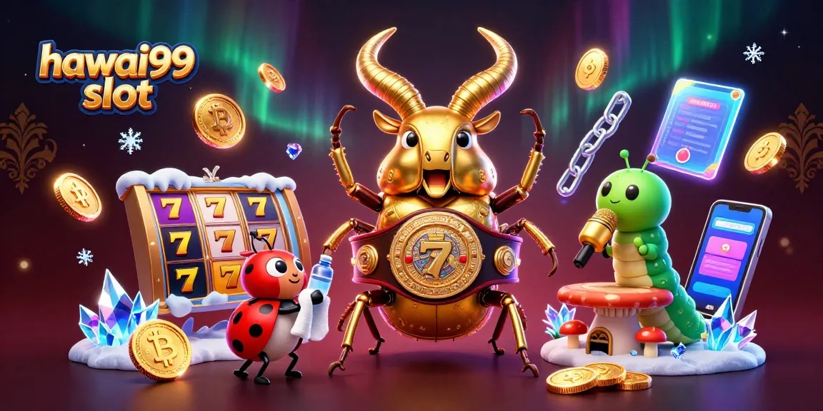 Engage with the hawai99 slot featuring a giant stag beetle champion in action.