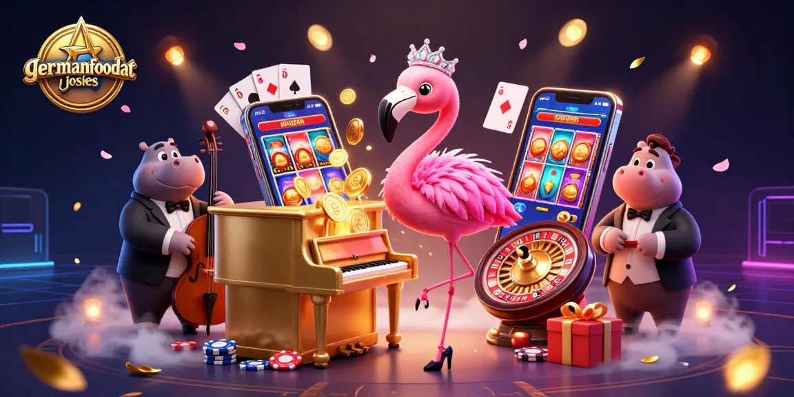 Experience winning moments at germanfoodatjosies with a dynamic casino scene showcasing vibrant gambling elements.