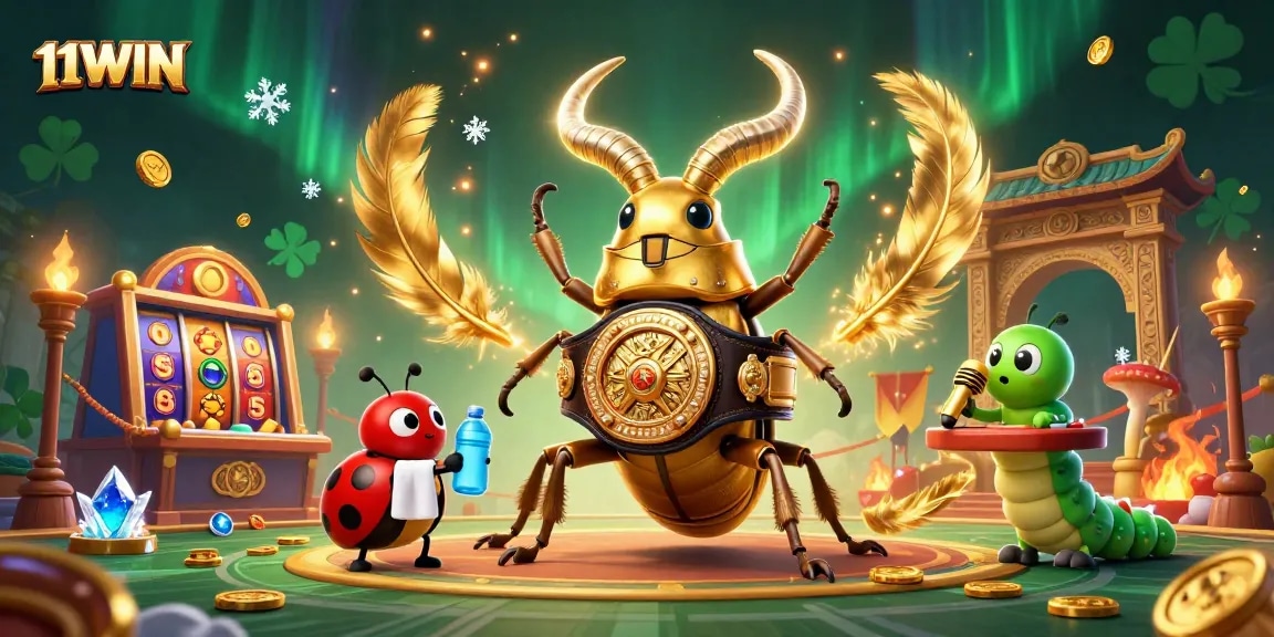 Bet big with 11WIN in this vibrant casino scene featuring dynamic characters and gold coins.