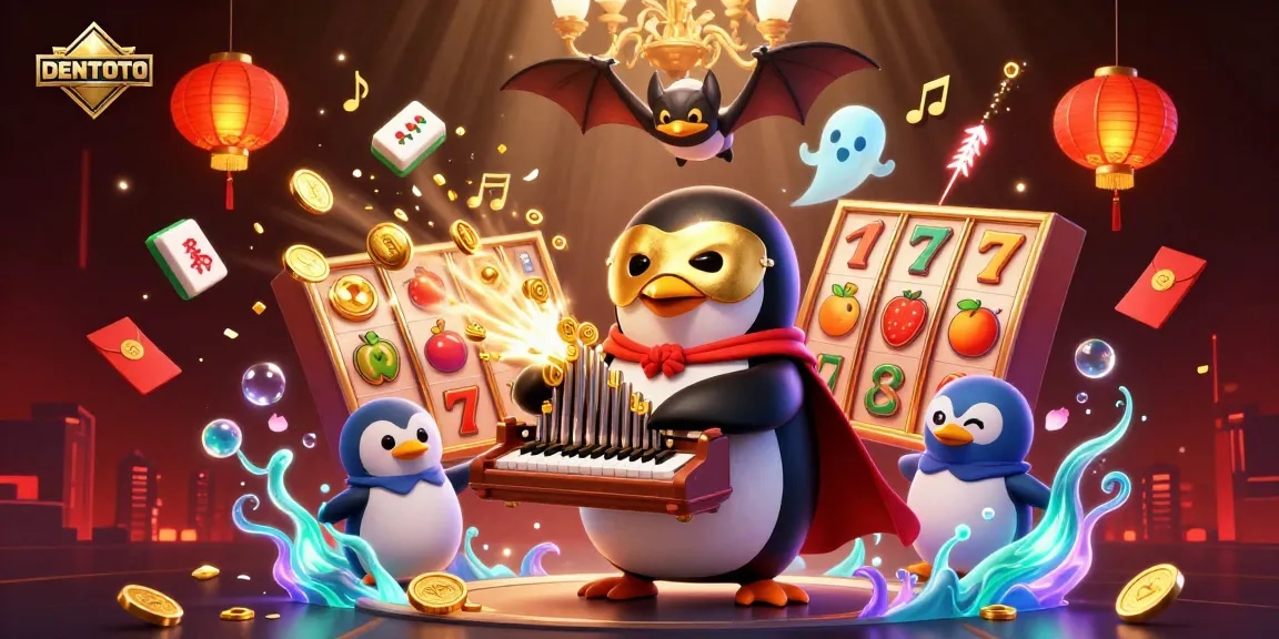 DENTOTO engages players with immersive slot action amidst golden coins and dynamic themes.