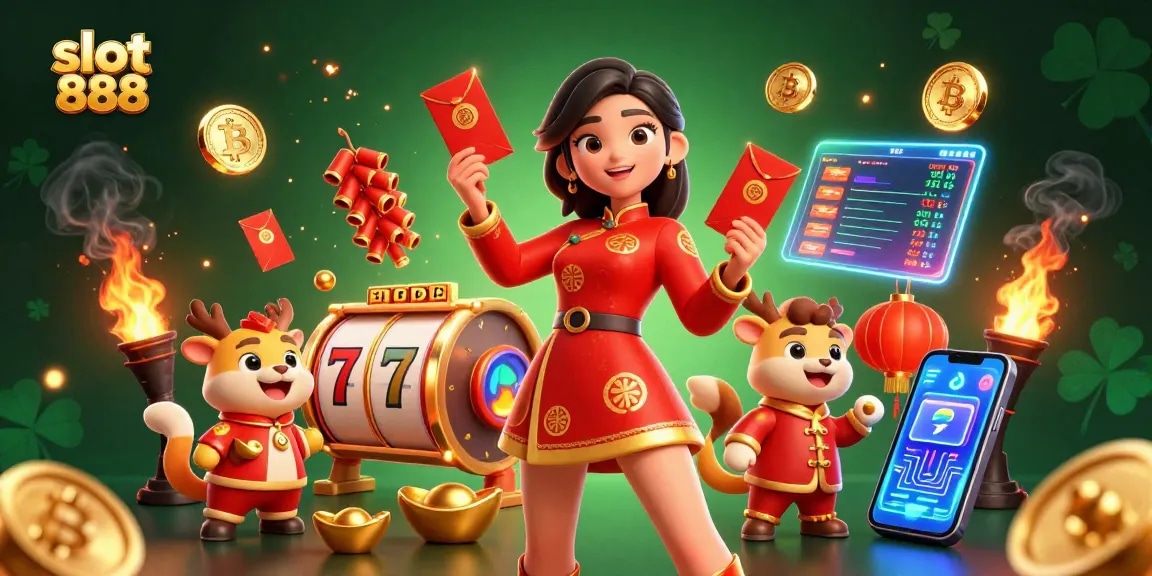 Spin thrilling slot 888 games with vibrant visuals and engaging features amidst festive symbols.