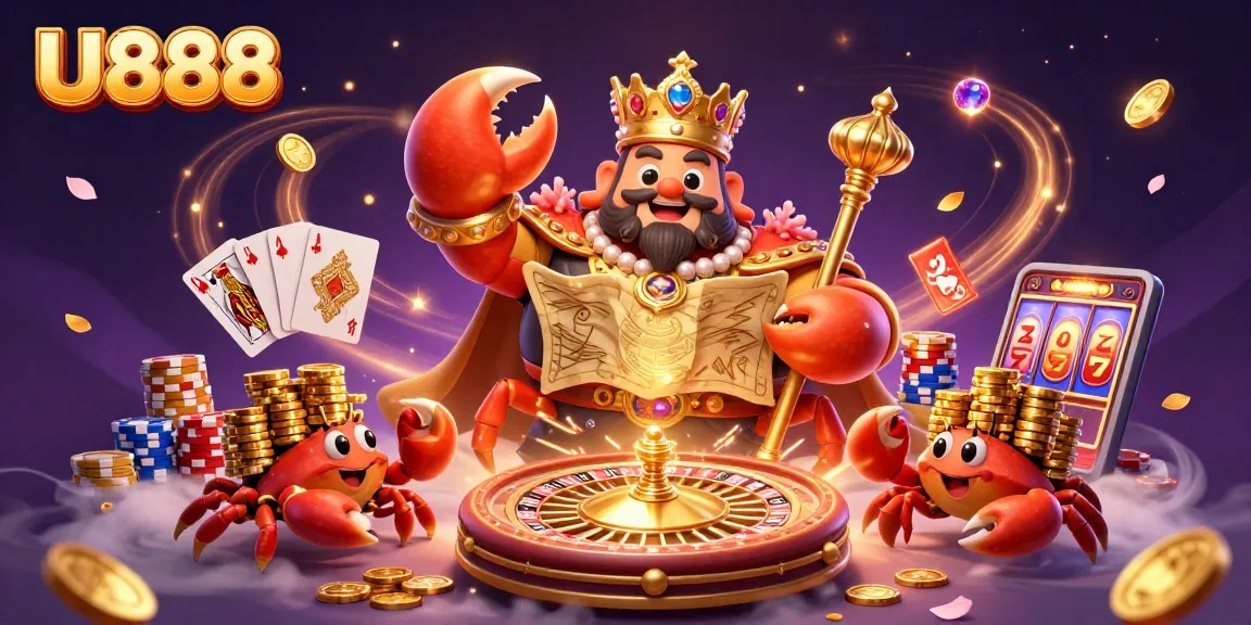 Experience thrilling games on U888 with a golden crab emperor leading a casino adventure.