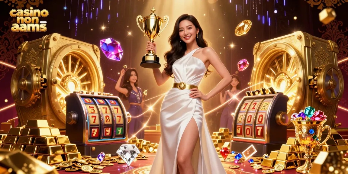Vivi un'esperienza di gioco emozionante presso i casino non AAMS con un personaggio vittorioso circondato da oro ed elementi vibranti del casinò.