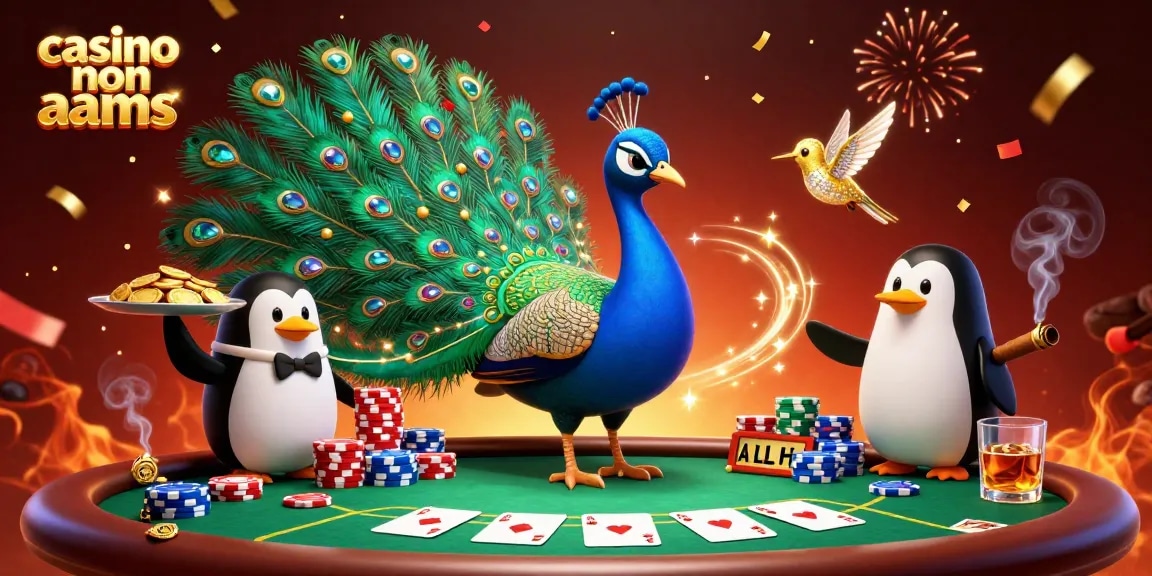 Interagisci con il gioco dei casinò non aams caratterizzato da una scena vivace di personaggi animati a un tavolo da poker.