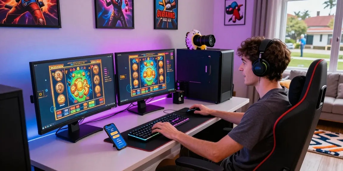 Exciting gaming setup highlighting deposit pulsa tanpa potongan options for online slots