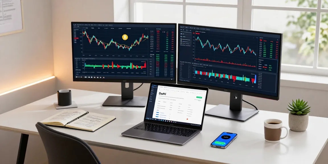 Cricbet99 live trading setup featuring cryptocurrency market data and digital wallet interfaces in a professional workspace.