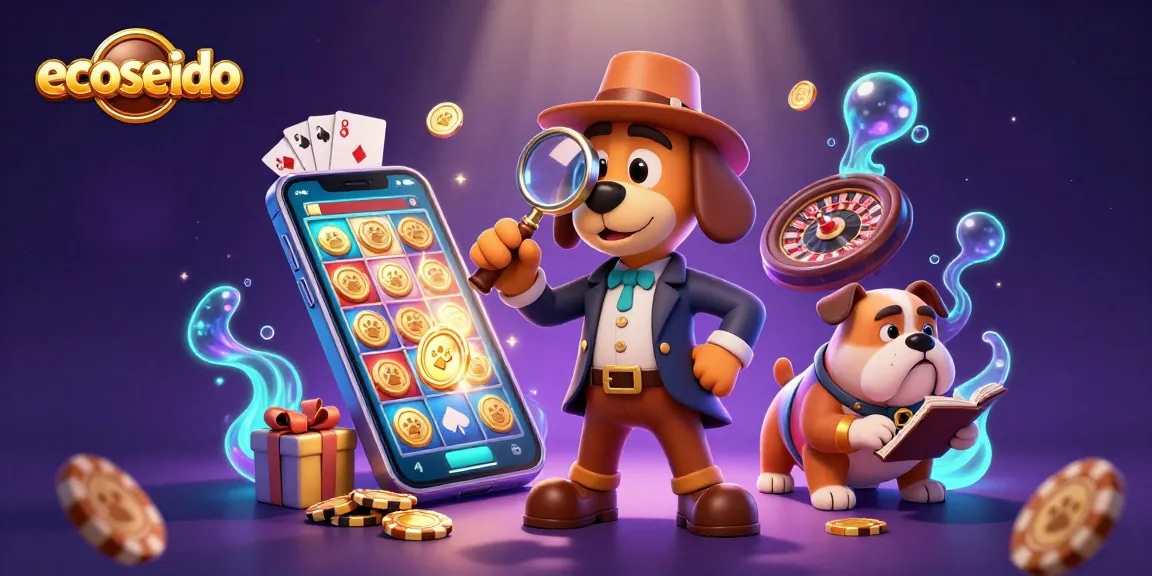Engage with ecoseido through a thrilling detective scene packed with poker, slots, and vibrant casino elements.
