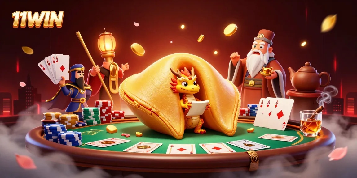 Experience thrilling action with 11WIN in this vibrant casino-themed 3D illustration.