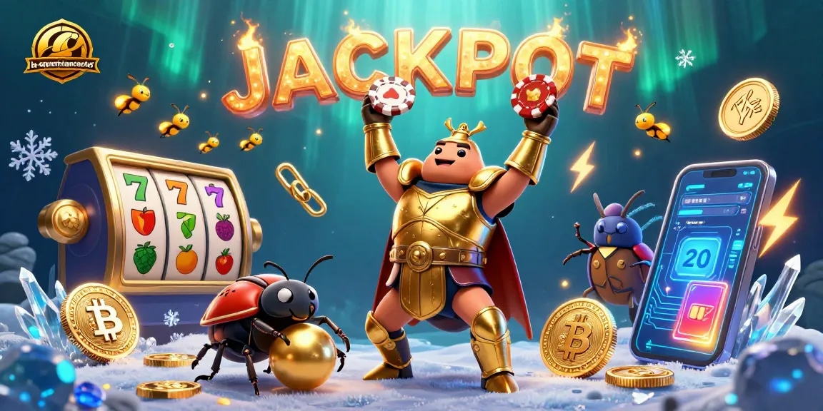 Engage with la-equestriancenter's exhilarating slot experience with a victory beetle, crypto coins, and jackpot symbols.