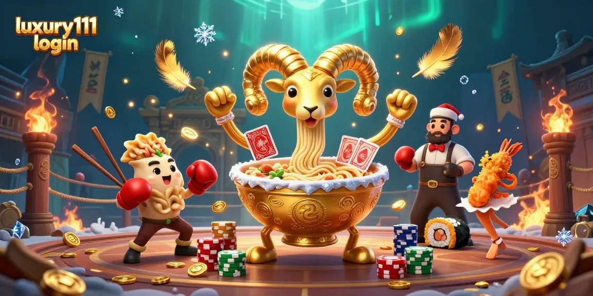 Experience luxury111 login through vibrant gaming decadence with cartoon characters engaging in gambling.