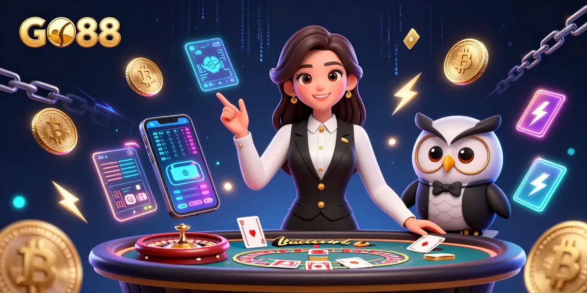 Experience GO88's thrilling baccarat game with expert dealers and digital crypto elements.