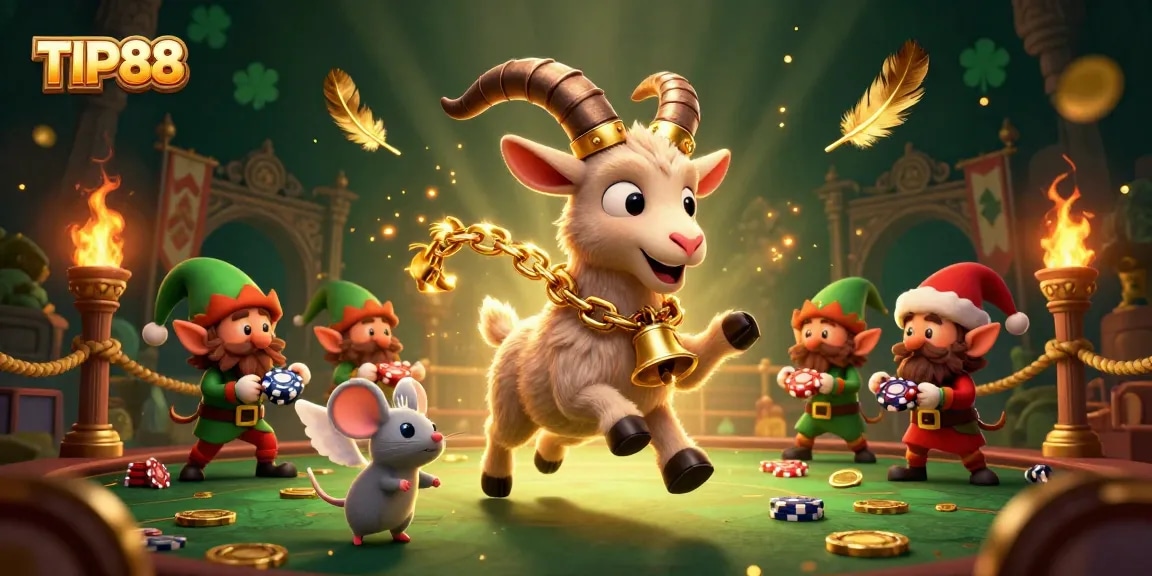 Experience the thrilling gameplay of TIP88 where festive characters entertain in a lively casino atmosphere.