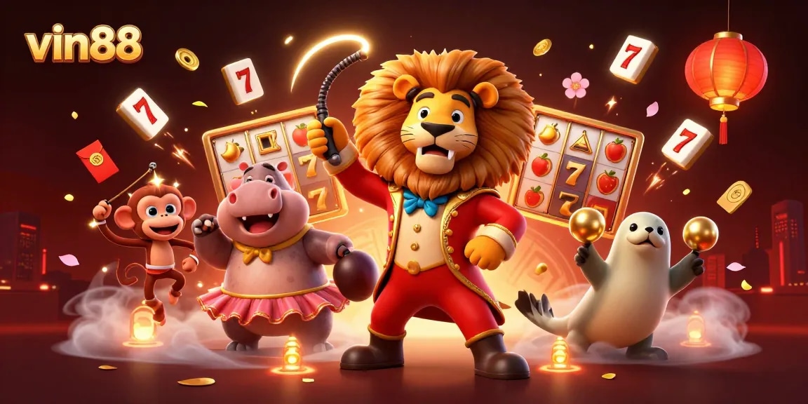 vin88 casino slots illustration showcasing dynamic characters and game elements for engaging player experience