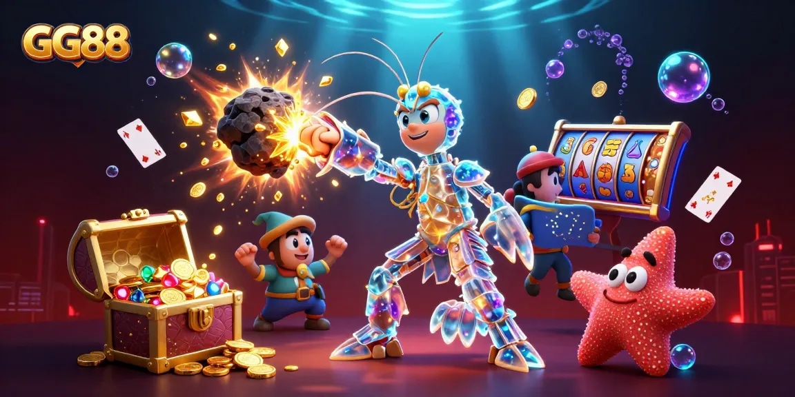 Spin and win at GG88 with colorful gems and exciting casino elements.
