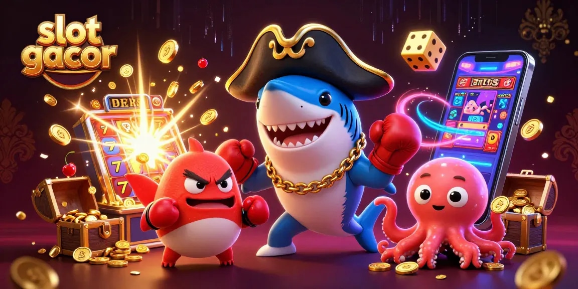 Experience the thrill of playing slot gacor with our vibrant 3D cartoon casino illustration featuring lively characters.