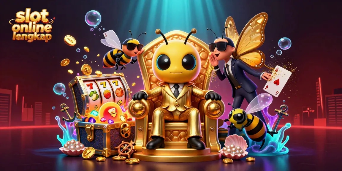 Play exciting slot online lengkap with vibrant characters in this dynamic casino scene.