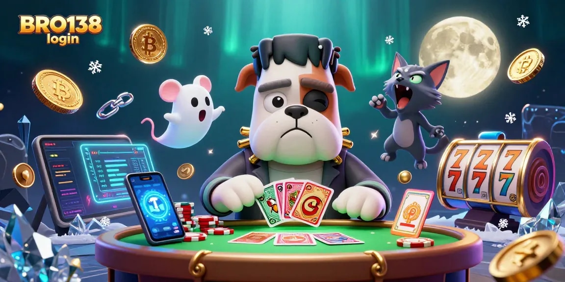 Experience thrilling gameplay at BRO138 login with unique characters and vibrant casino elements.
