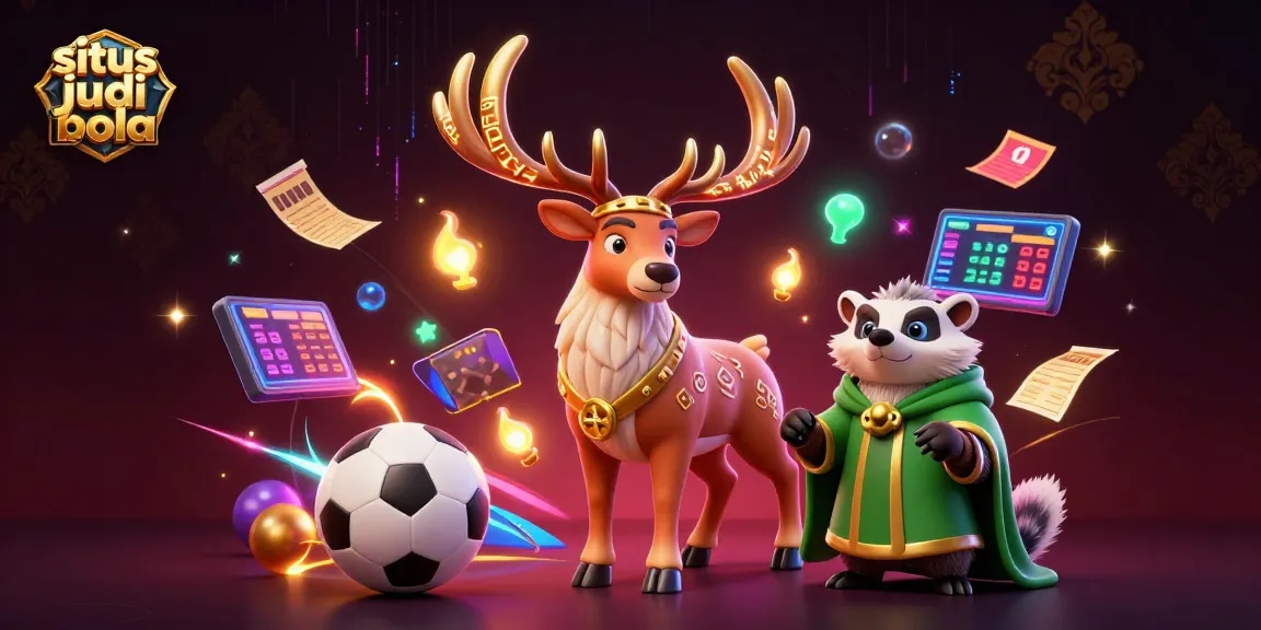 Engage with situs judi bola in this vibrant sports betting scene featuring dynamic characters and betting elements.