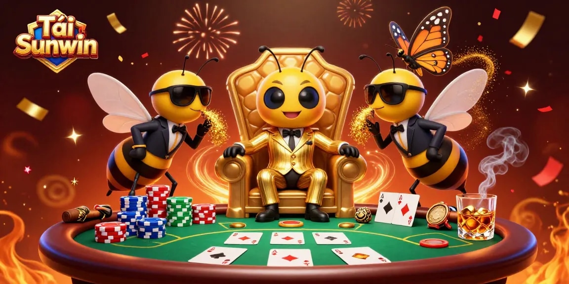Tải Sunwin and engage in strategic poker action within a vibrant, animated casino scene.