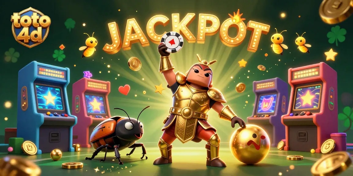 Experience the thrill of toto 4d with lively characters and casino elements in this vibrant illustration.