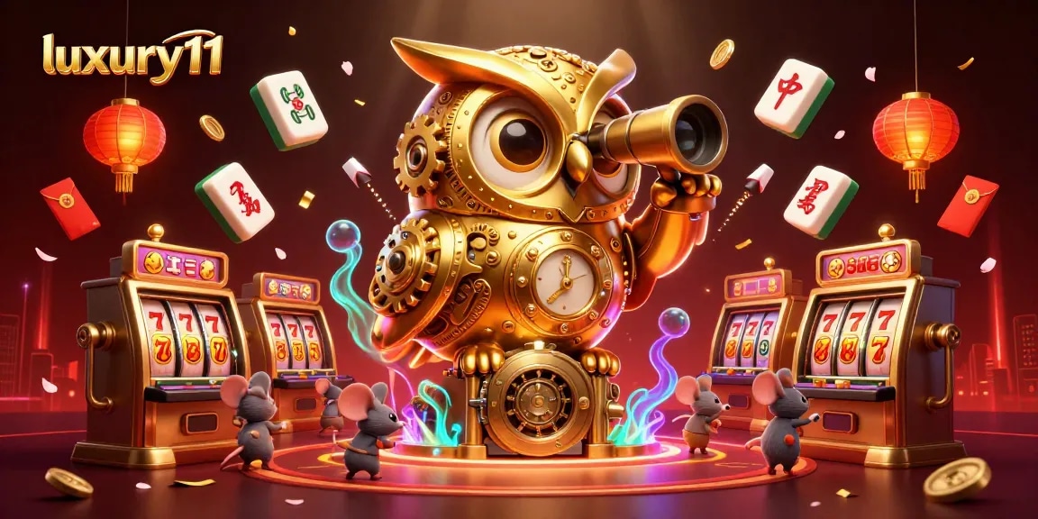 Experience thrilling gameplay with luxury111 in a lively casino environment, featuring animated characters and vibrant elements.
