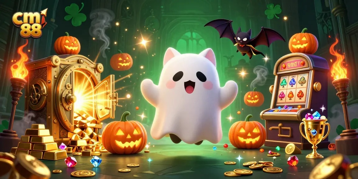 Win big at cm 88 with vibrant ghostly casino characters and glowing treasure vaults.