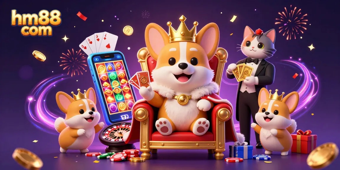 Watch hm88 com organize thrilling games with a royal corgi overseeing exhilarating casino action.