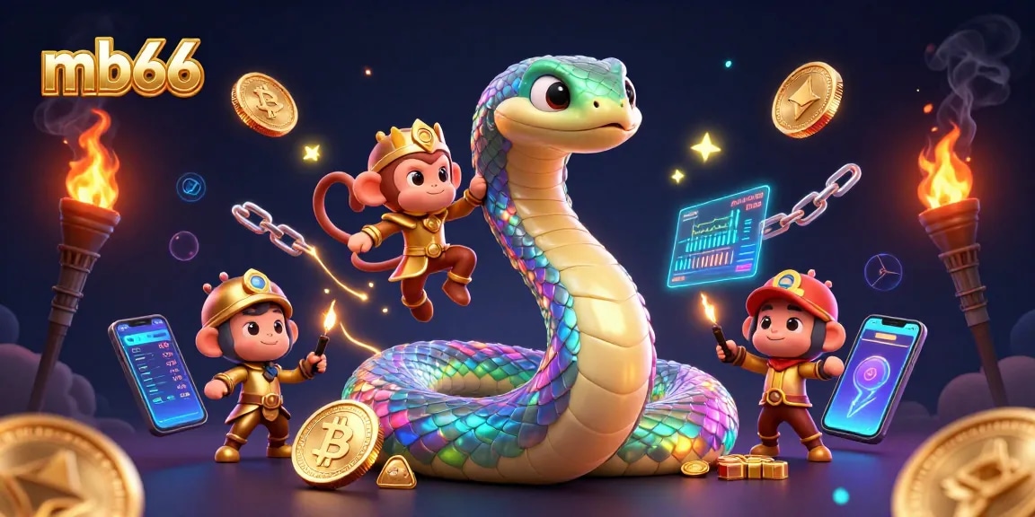 Spin and win with mb66 in a vibrant casino scene featuring a golden serpent and magical coins.