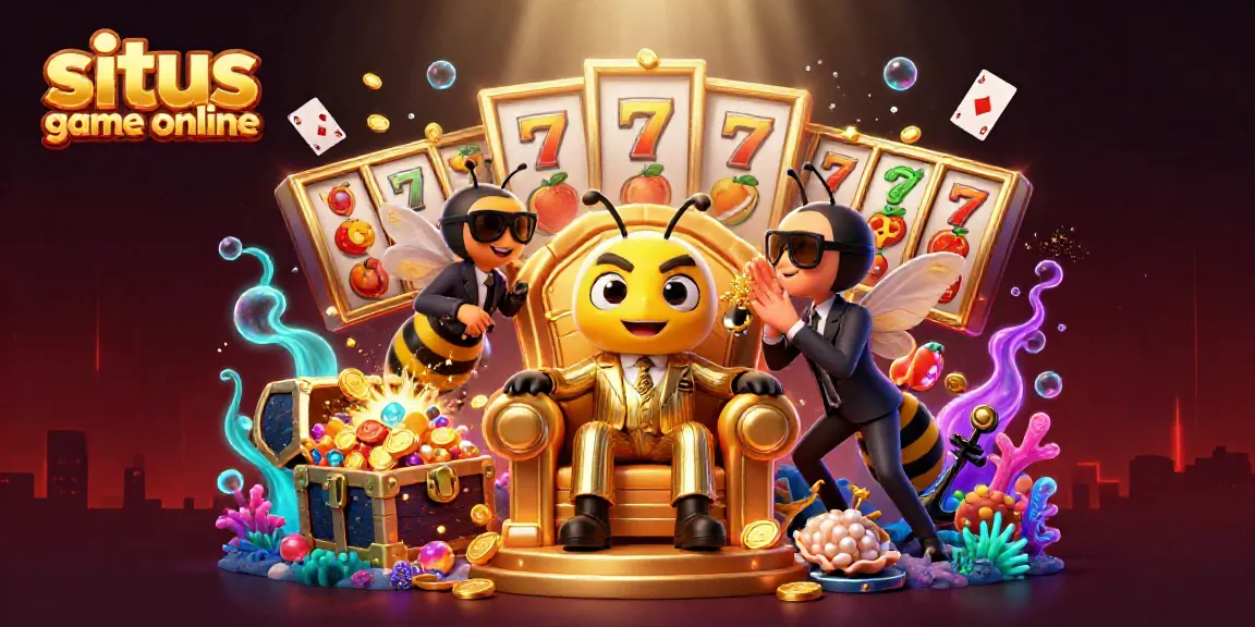 Engage with the excitement of situs game online featuring a 3D bumblebee boss and vibrant casino elements.