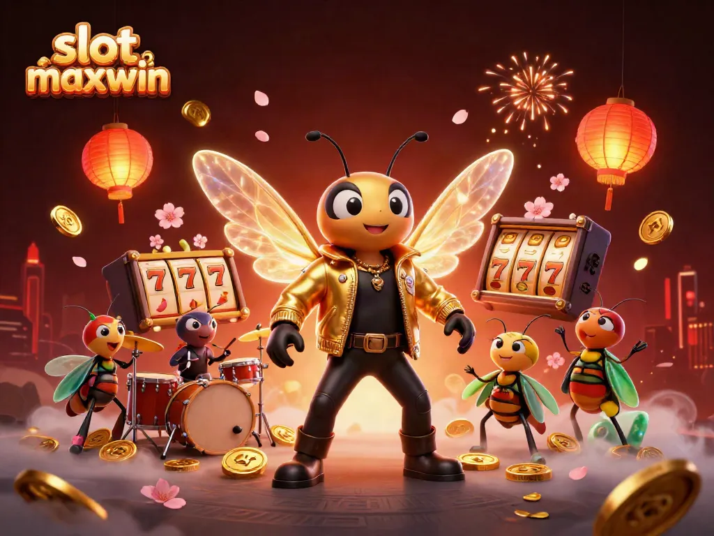 Menangkan slot maxwin dengan ilustrasi 3D menakjubkan yang menampilkan cicada rock star dan jackpot.